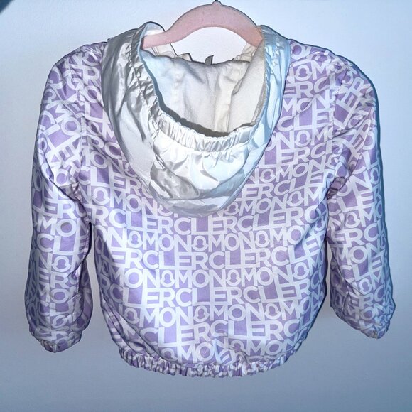 Moncler Kids Girls Logo Hooded Jacket – Size 3A (Toddler) – Lilac/White - Picture 2 of 12